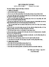 Đề cương ôn tập học kì I Công nghệ lớp 7 - Năm học 2012-2013